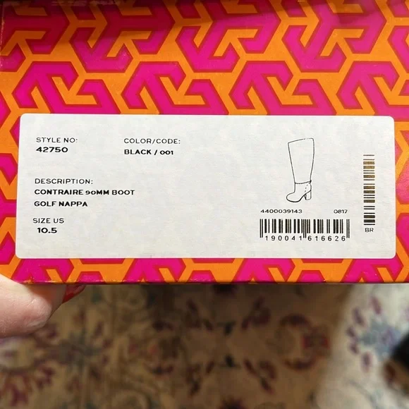 NIB Tory Burch Contraire 90mm Boot Golf Napa Black Size 10.5 Style 42750 - Picture 4 of 15